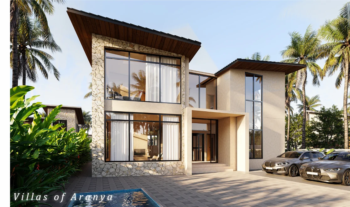 Contemporary luxury villa surrounded by greenery at Aranya Loka
