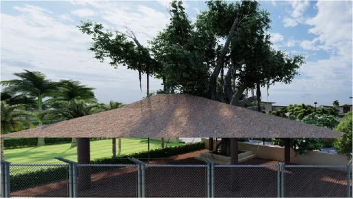 Covered yoga deck